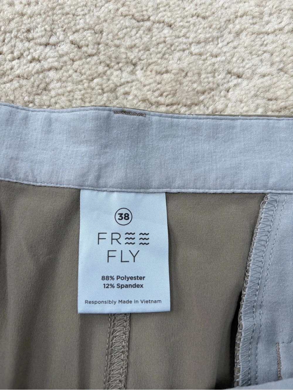 Free Fly Men’s Size 38 Dark Khaki Performance Chino Golf Hybrid Shorts